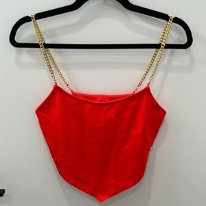 Orange with Gold Chain Straps Tank Top
